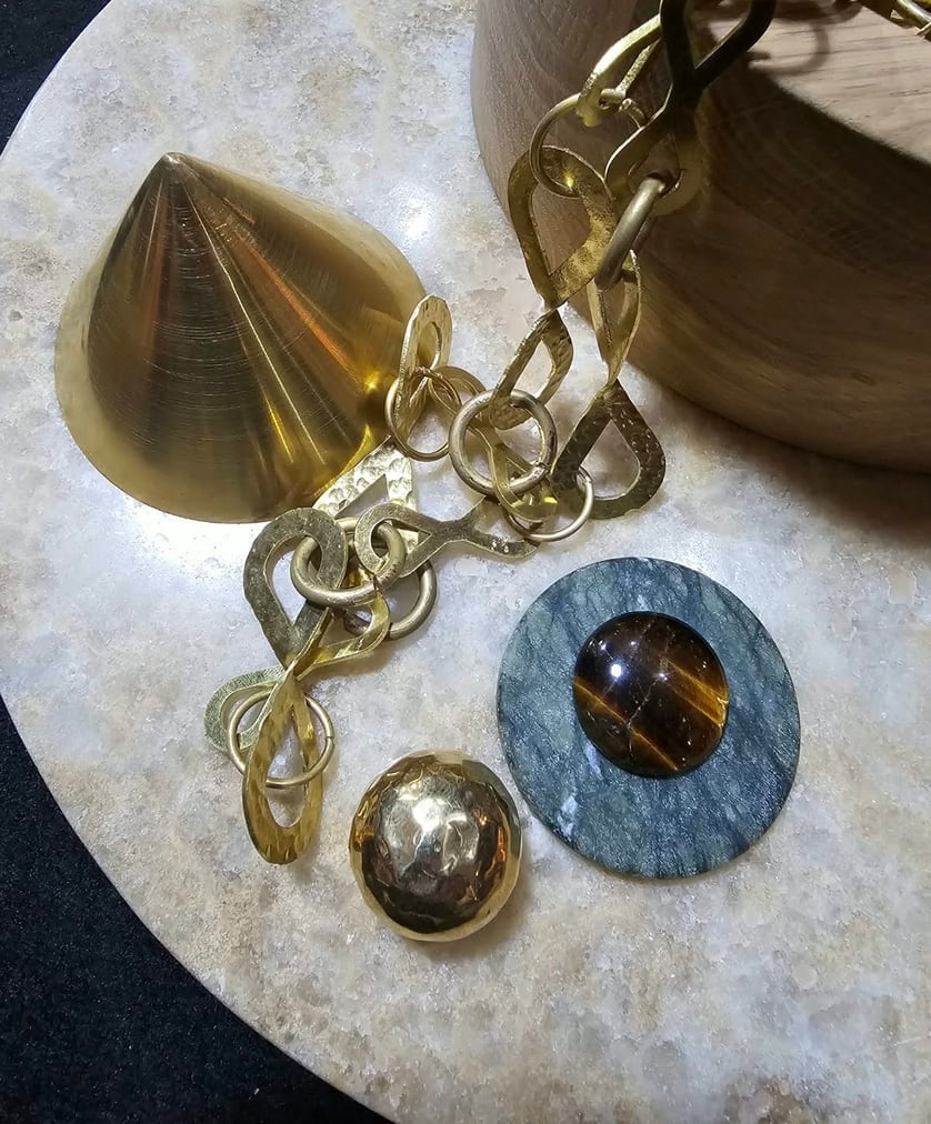 Brass & stone accents