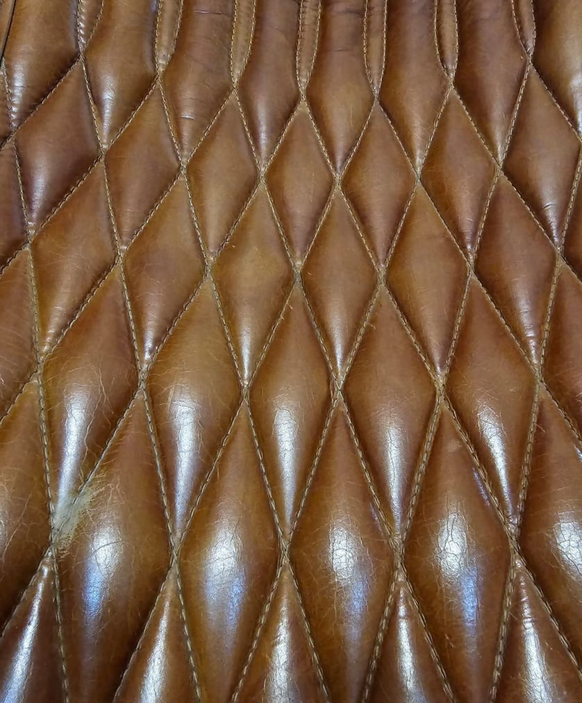 Diamond-stitched leather