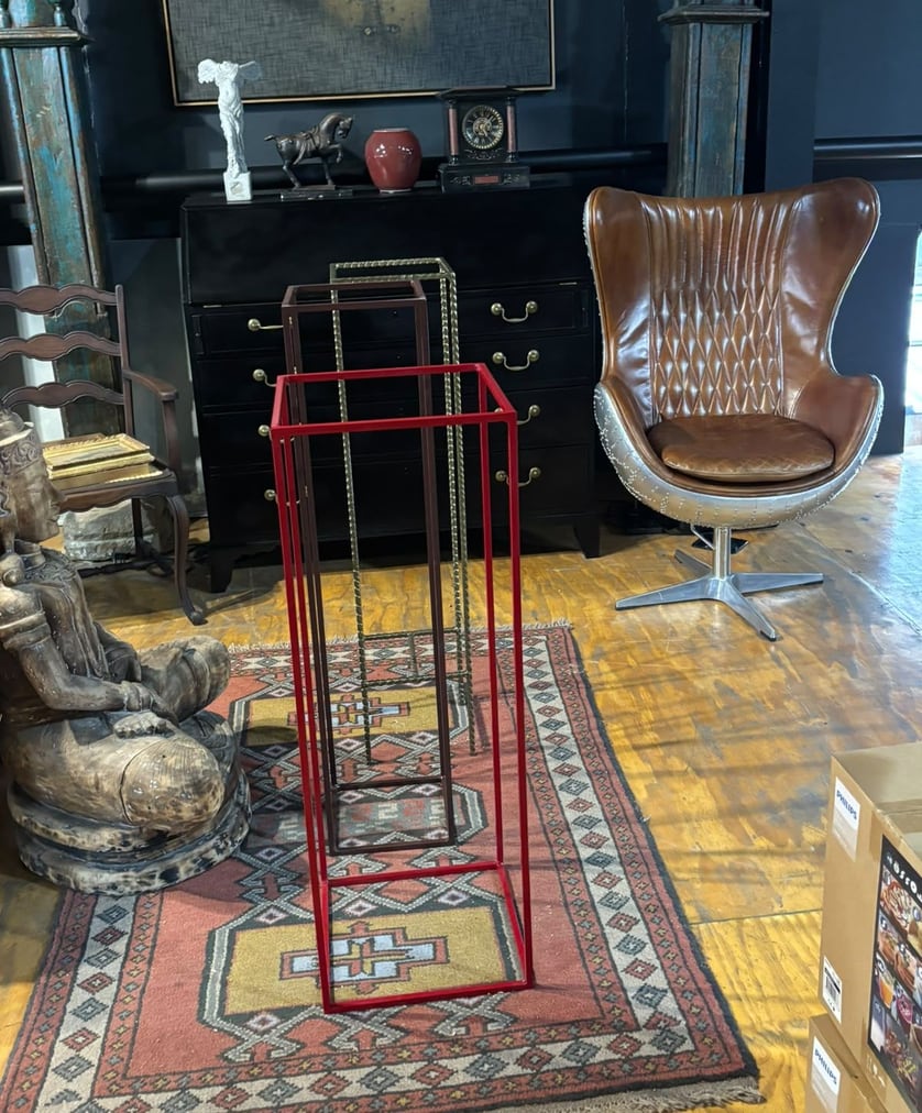 Red steel frame