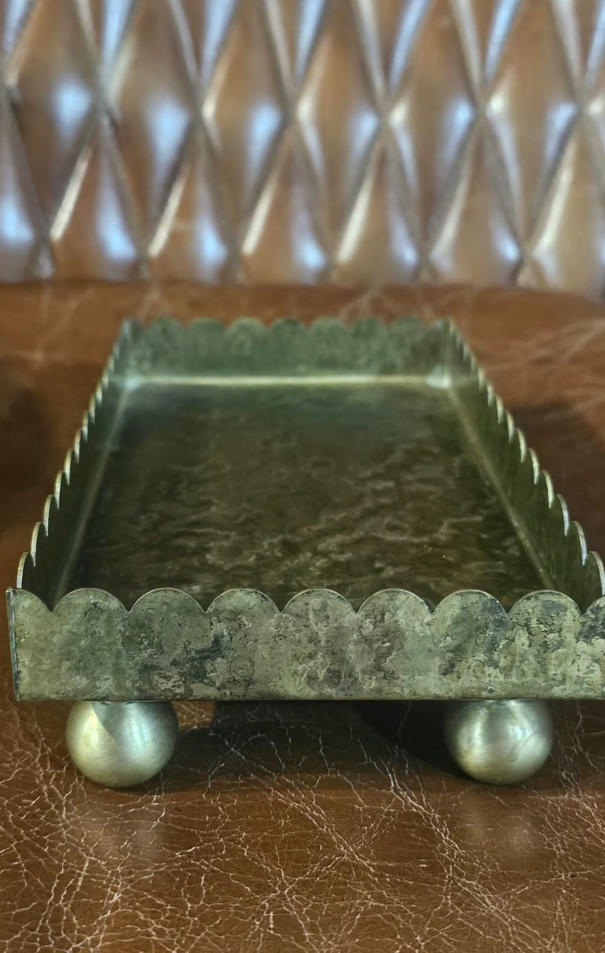 Scalloped brass tray